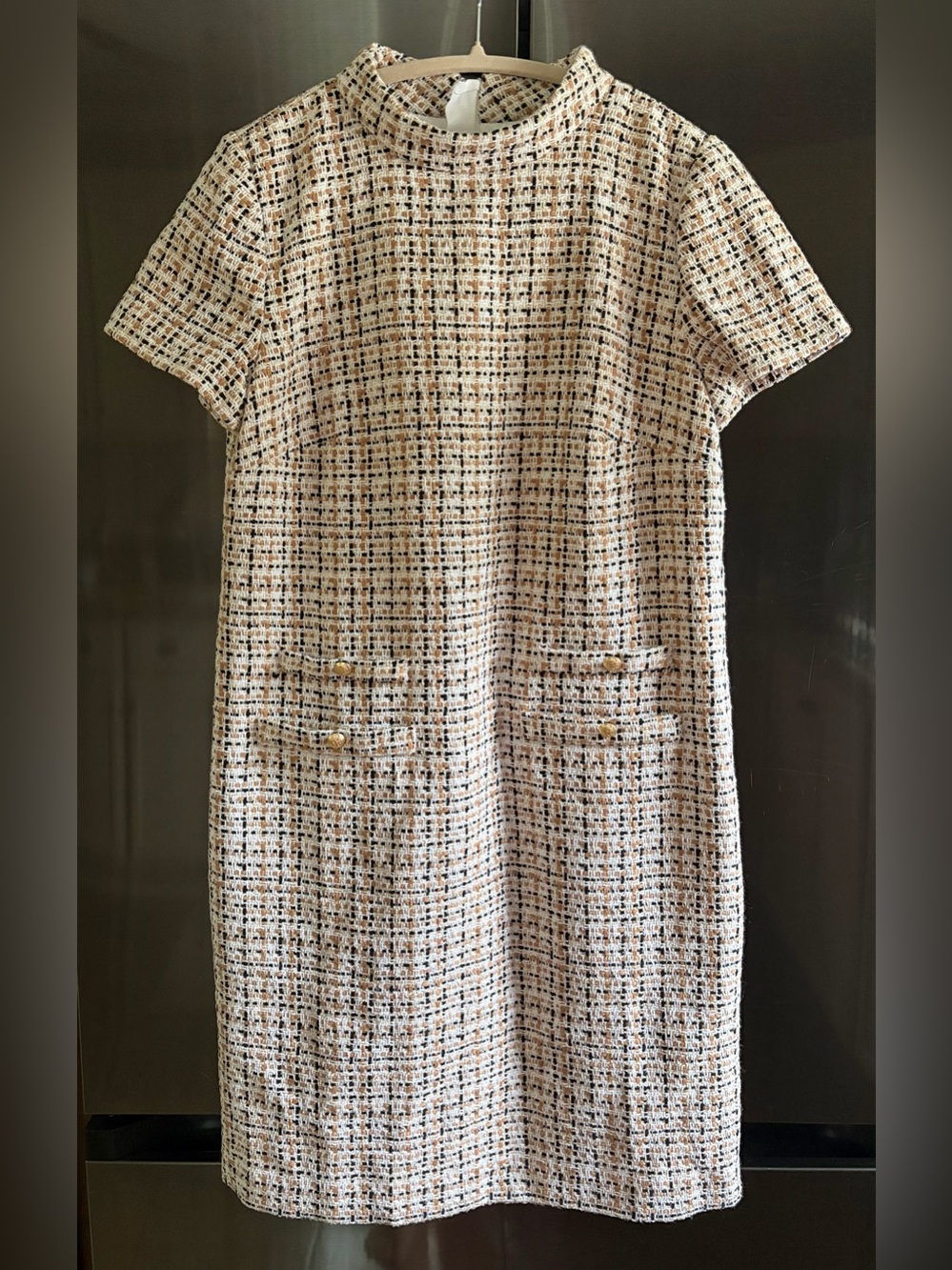 Talbots Tweed Mockneck Shift Sz 8 Preppy Corp Chic Chanel-Style Old Money NWOT